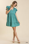 Ruffle Sleeve Dress-Dresses-Umgee-Small-Jade-Inspired Wings Fashion