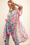 Floral & Fringe Kimono-Kimono-Kori America-Pink/Green-Sm/Md-Inspired Wings Fashion