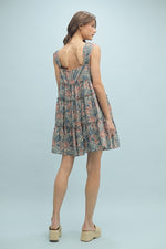Floral Tiered Mini Dress-Dress-Wishlist-Teal Combo-Small-Inspired Wings Fashion