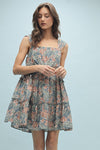 Floral Tiered Mini Dress-Dress-Wishlist-Teal Combo-Small-Inspired Wings Fashion