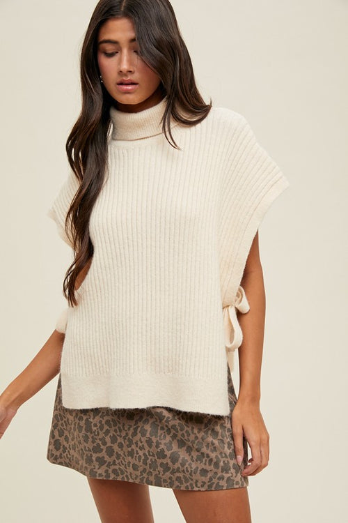 Turtle Neck Sweater Vest-Sweaters-Wishlist-Cream-Small-Inspired Wings Fashion