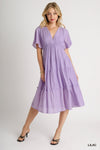 Smocked Textured Midi Dress-Dresses-Umgee-Small-Lilac-Inspired Wings Fashion