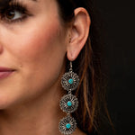 3 Drop Concho Turquoise Earrings-Earrings-West & Co-Inspired Wings Fashion