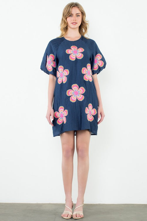 Colorful Flowers Dress-Dress-THML-Navy-XS-Inspired Wings Fashion