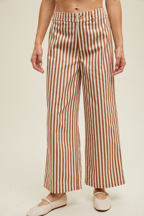 Striped Wide Leg Pants-Pants-Wishlist-Bronze/Ivory-Small-Inspired Wings Fashion