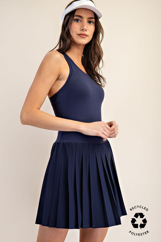 Butter Soft Pleated Skortsie-One-Pieces-Rae Mode-Navy-Small-Inspired Wings Fashion