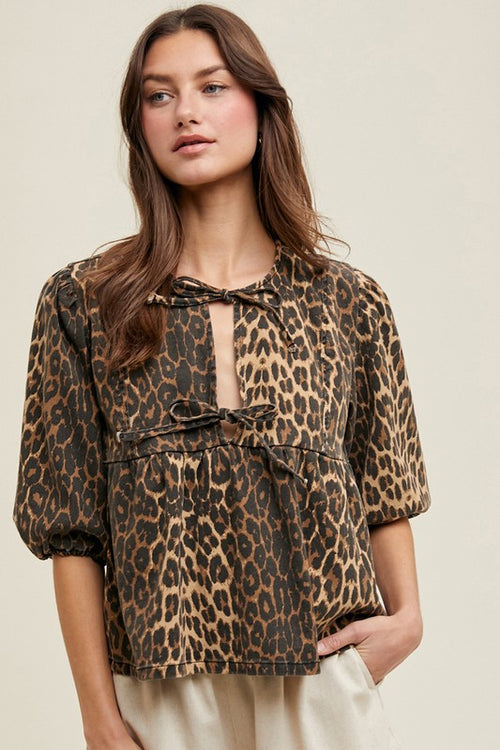 Front Tie Leopard Top-Shirts & Tops-Wishlist-Leopard-Small-Inspired Wings Fashion