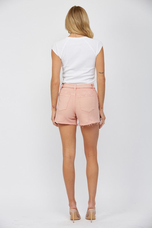 Fold Over High Rise Shorts-shorts-MICA Denim-White-Small-Inspired Wings Fashion