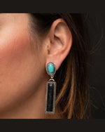 Black Bar Turquoise Earrings-Earrings-West & Co-Inspired Wings Fashion