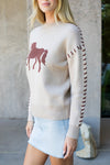 Mock Neck Horse Sweater-sweater-THML-Beige-XS-Inspired Wings Fashion