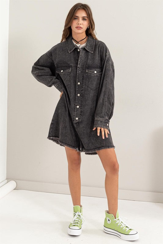 Washed Denim Oversized Romper-Rompers-HYFVE-Small-Black-Inspired Wings Fashion