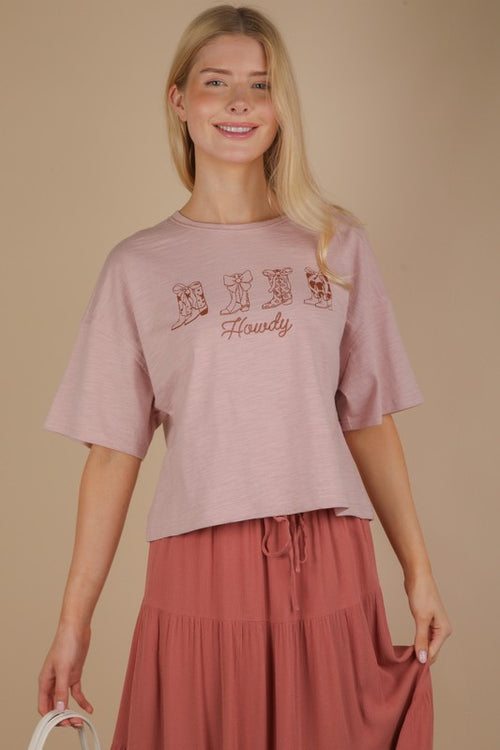 Howdy T-Shirt-Top-Very J-Blush-Small-Inspired Wings Fashion