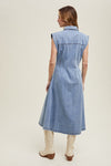 Button Up Denim Midi Dress-Dress-Wishlist-Denim-Small-Inspired Wings Fashion
