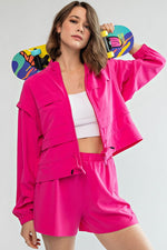 Crinkle Jacket-Jacket-Rae Mode-Small-Pink-Inspired Wings Fashion