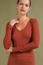 Butter V Neckline Yoga Crop Top-Activewear-Rae Mode-Small-DK Terracotta-Inspired Wings Fashion