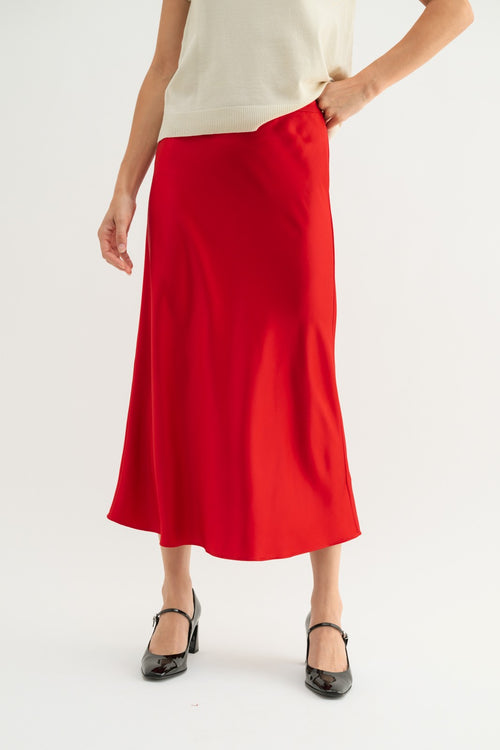 Satin Midi Skirt-Skirts-Wishlist-Red-Small-Inspired Wings Fashion