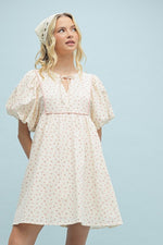Ditsy Floral Puff Sleeve Dress-Dress-Wishlist-Cream/Pink-Small-Inspired Wings Fashion