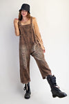 Leopard Washed Denim Overalls-Overalls-Easel-Mocha Brown-Small-Inspired Wings Fashion