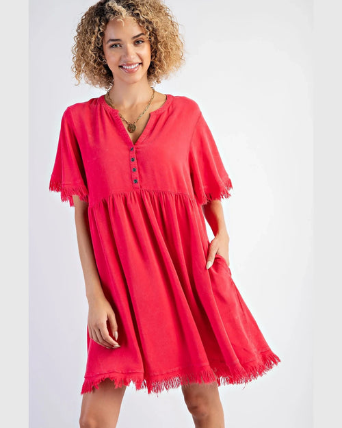 Frayed Babydoll Tunic Dress-Dresses-Easel-Small-Cherry Blossom-Inspired Wings Fashion