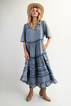 Wing Sleeve Denim Maxi Dress-Dress-Easel-Washed Denim-Small-Inspired Wings Fashion