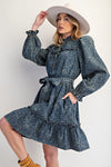 Jacquard Denim Dress-Dress-Easel-Dirty Denim-Small-Inspired Wings Fashion