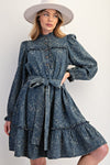Jacquard Denim Dress-Dress-Easel-Dirty Denim-Small-Inspired Wings Fashion