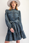 Jacquard Denim Dress-Dress-Easel-Dirty Denim-Small-Inspired Wings Fashion