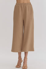 Textured high-waisted wide-leg Pants-Pants-Entro-Tan-Small-Inspired Wings Fashion