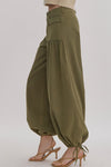 Solid mid-rise balloon style Pants-bottoms-Entro-Olive-Small-Inspired Wings Fashion