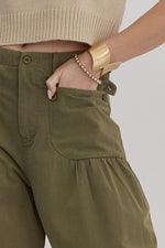 Solid mid-rise balloon style Pants-bottoms-Entro-Olive-Small-Inspired Wings Fashion