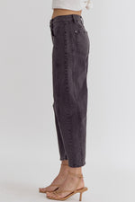 Solid High Waist Pants w/ Pockets-Pants-Entro-Black-Small-Inspired Wings Fashion