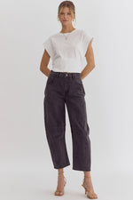 Solid High Waist Pants w/ Pockets-Pants-Entro-Black-Small-Inspired Wings Fashion