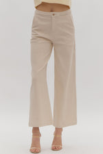 Wide Leg Pants w/ Braided Detail @ Waist-Pants-Entro-Sand-Small-Inspired Wings Fashion