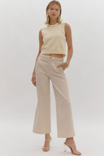 Wide Leg Pants w/ Braided Detail @ Waist-Pants-Entro-Rust-Small-Inspired Wings Fashion