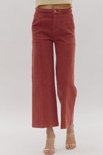 Wide Leg Pants w/ Braided Detail @ Waist-Pants-Entro-Rust-Small-Inspired Wings Fashion