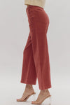 Wide Leg Pants w/ Braided Detail @ Waist-Pants-Entro-Rust-Small-Inspired Wings Fashion