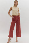 Wide Leg Pants w/ Braided Detail @ Waist-Pants-Entro-Rust-Small-Inspired Wings Fashion