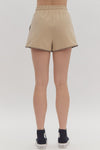 Contrast Elastic Shorts-shorts-Entro-Taupe-Small-Inspired Wings Fashion