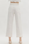 High Waist Embroidery Border Pants-Pants-Entro-White-Small-Inspired Wings Fashion