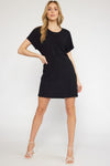 Textured Ribbed Short Sleeve Dress-Entro-Small-Chocolate-Inspired Wings Fashion