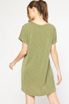 Textured Ribbed Short Sleeve Dress-Entro-Small-Chocolate-Inspired Wings Fashion