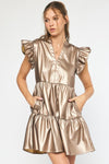Faux Leather Mini Tiered Dress-Dresses-Entro-Small-Gold-Inspired Wings Fashion
