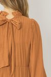 Mock Neck Long Sleeve Tiered Mini Dress-Dresses-Entro-Small-Camel-Inspired Wings Fashion