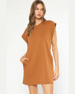 Studded Shirt Dress-Shirts & Tops-Entro-Small-Brown-Inspired Wings Fashion