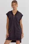 Solid mock-neck sleeveless mini dress-Dresses-Entro-Black-Small-Inspired Wings Fashion