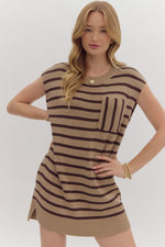 Slit Stripe Mini Dress-Dresses-Entro-Olive-Small-Inspired Wings Fashion