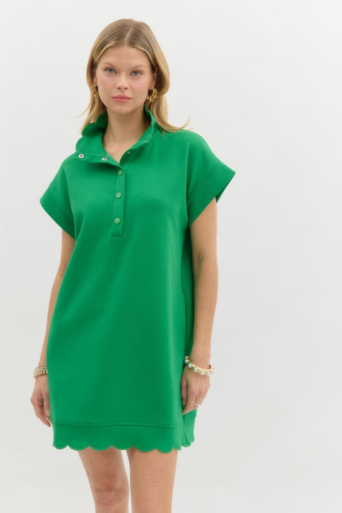 Jersey Knit Mini Dress-Dress-Entro-Green-Small-Inspired Wings Fashion