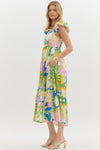 Pattern Block Midi Dress-Dress-Entro-Pink Combo-Small-Inspired Wings Fashion
