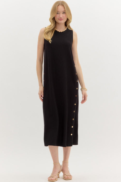 Sleeveless Ribbed Midi Dress-Dress-Entro-Black-Small-Inspired Wings Fashion