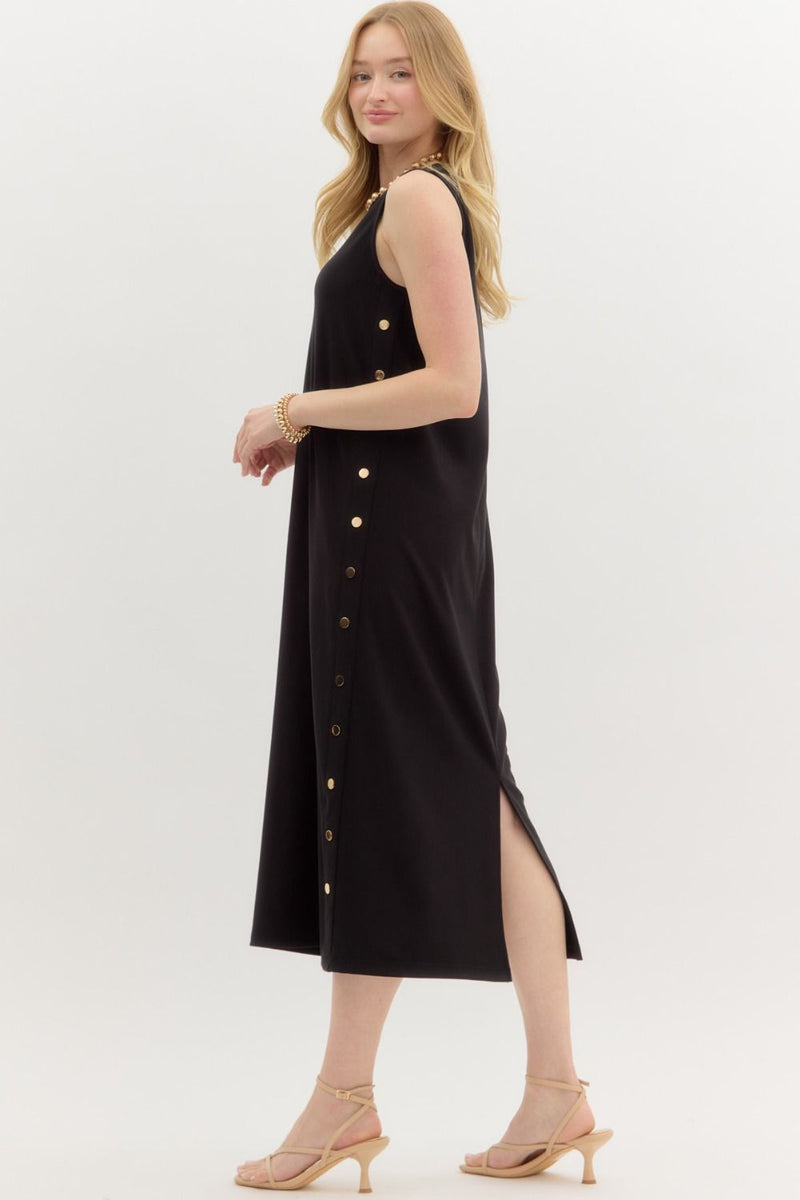 Sleeveless Ribbed Midi Dress-Dress-Entro-Black-Small-Inspired Wings Fashion